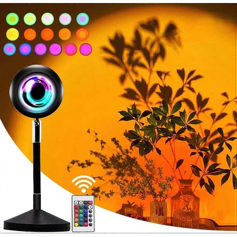 Projecteur de lumière du soleil Sunset Light, 17 couleurs, 10 W, pour une ambiance romantique et des photos. Télécommande incluse. (1/5)