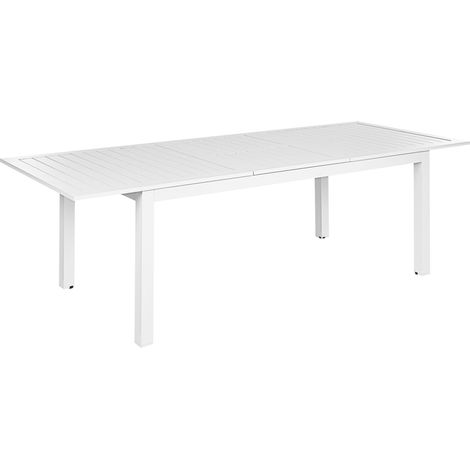Table de Jardin à Rallonge 180/240 x 90 cm en Aluminium Meubles d'Extérieur Blanche Skaloma (1/5)