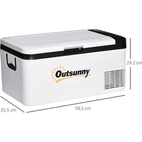 Nevera Portátil Eléctrica 18L 12/24V hasta -20℃ Nevera y Congelador de Compresor para Coche con Luz LED y Asas Plegables Bajo Consumo Energético para Hogar Camping 58,5x33,5x29,2 cm Blanco (1/5)