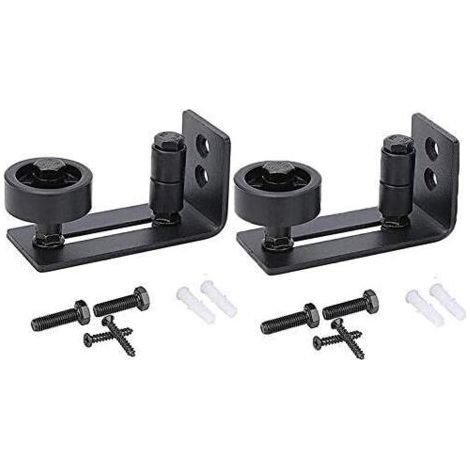 Heavy Duty Sliding Barn Door Guide, 8 in 1 Stopper Black Carbon Steel Recessed Bottom Design, Floor and Door Panel, Adjustable Roller, Wall Mount System (1/5)