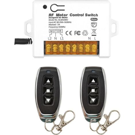 Interrupteur de Télécommande de Volet Roulant sans Fil Contrôleur de Récepteur Relais CA 90V 250V 3A avec 2 émetteurs Moteur de Commande Radio avancer et reculer (1/5)