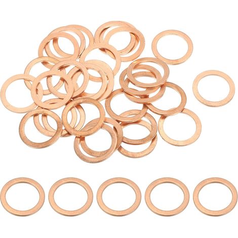 Joint Cuivre M18, 30 Pièces 18mm ID 24mm OD 1.5mm D'Épaisseur Rondelle Plate Métrique pour Vis Boulon Bouchons de Carter de Vidange (1/5)