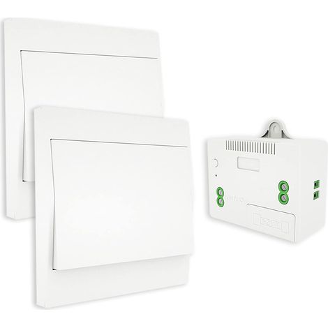 RF433 Interrupteur sans Fil, sans Pile, télécommande Murale Va et Vient, Interrupteur Mural Auto alimenté, sans câblage, émetteur pour Panneau Mural (kit à 2 Voies), intérieur extérieur étanche (1/5)
