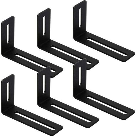 6 Pièces Equerre Metal de Fixation, Support d'angle Réglable 2 Fentes, Connecteur d'angle en Métal à 90 Degrés, Support de Coin Forme L, Equerre Fixation, Equerre Metal Noir Fixation de (1/4)