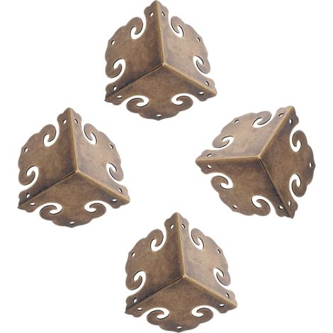 4 protège-coins décoratifs, laiton, pour boîtes et menuiserie (1/5)