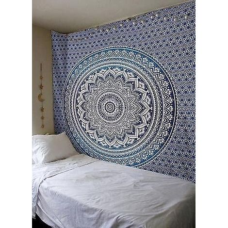 tissu Suspendre Fleur Mandala 230180cm Tissu Gratt (bleu), Tapisserie Indienne Hippie Bohme Psychdlique (1/5)