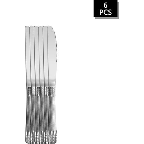 (Couteau 6 pièces) Ensemble de couverts en acier inoxydable en forme d'épi de blé, comprenant un couteau à steak, une fourchette et une cuillère. (1/2)