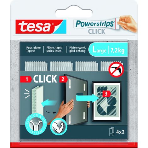 tesa Powerstrips CLICK Grand 4x 2 pièces (L x l) 85 mm x 20 mm Contenu: 4 paire(s) Y831993 (1/5)