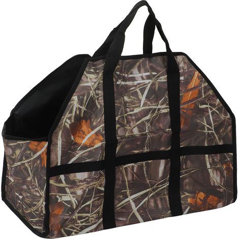 Sac de Transport pour Bûches en Toile Oxford Renforcé, Grand Volume avec Poignée Solide et Design Camouflage Feuillage (1/5)