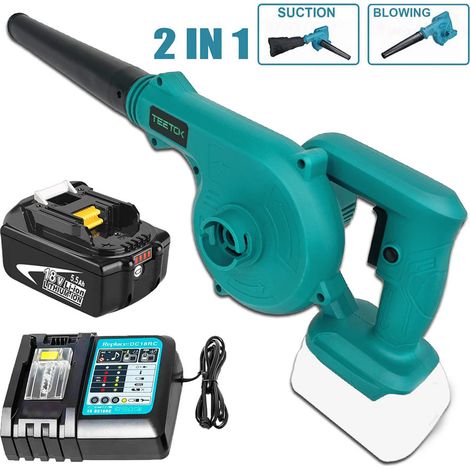 Soffiatore per foglie da giardino senza fili, aria elettrica, polvere di neve, batteria da 5,5 A, caricabatterie, compatibile con batteria Makita