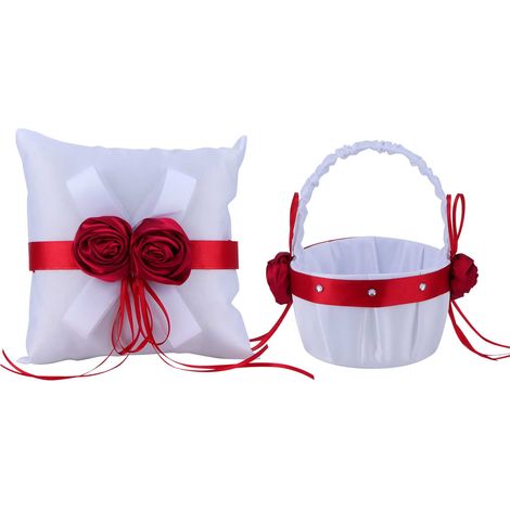 Passende Hochzeitshandtasche, Ringkissen und Blumenkorb für die Hochzeitszeremonie (1/5)
