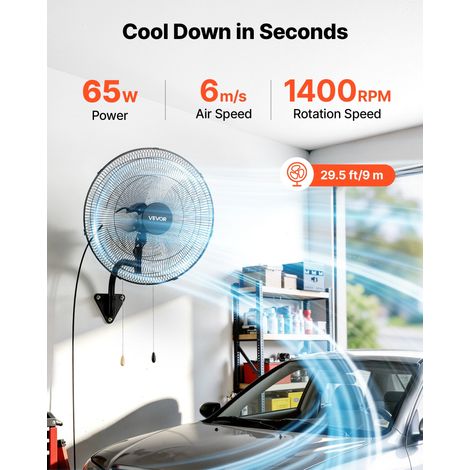 Ventilateur Mural Industriel 50 cm, Ventilateur Oscillant pour Atelier, Garage, Entrepôt et Salle de Sport, 3 Vitesses, Oscillation… (1/5)