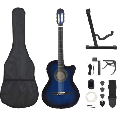 Teenpull – 12-tlg. Western Gitarren-Set mit Equalizer und 6 Saiten Blau (1/5)