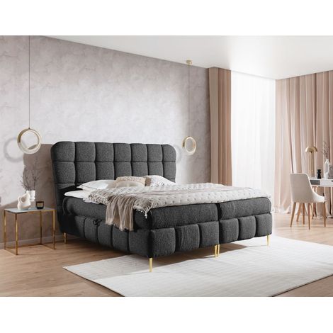 Boxspringbett Schlafzimmerbett GRAZIA 120x200cm Stoff Corbett Schwarz (1/5)