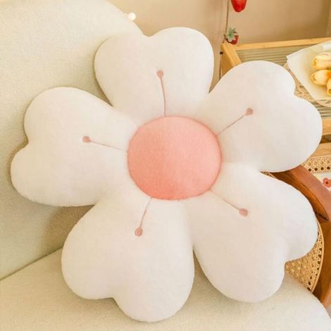 Lot 2 Oreillers Marguerites 35cm, Blanc Rose, Décoration Intérieur Chambre Bébé (1/4)