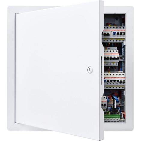 Trappe de visite accès maintenance panneau acier galvanisé blanc 34x34 cm découpe 32x32 pour plafond placo plomberie (1/5)