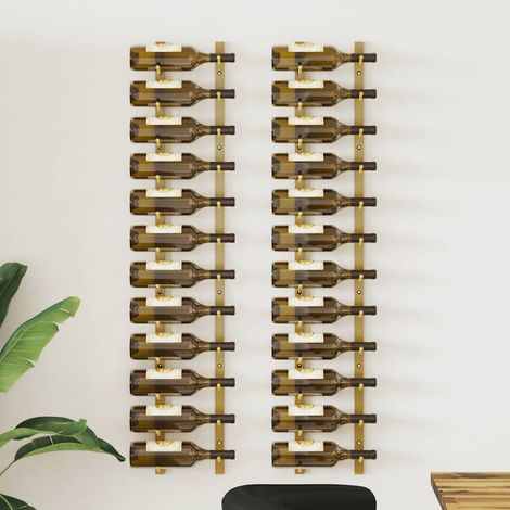 Wand-Weinregal für 12 Flaschen 2 Stk. Golden Eisen
