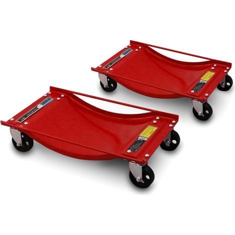 BITUXX 2 Stück Rangierhilfe für PKW Auto Rangierroller Rangierheber Wagenheber Roller Bis 450Kg Belastbar pro Rangierroller Rot