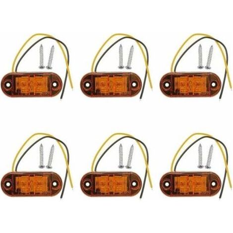 6 x feux de position latéraux à LED orange 12V 24V, feux de position avant, feux de position latéraux, feux de position latéraux à LED pour voiture, remorque, camping-car, caravane, moto, moteur, etc. (1/4)