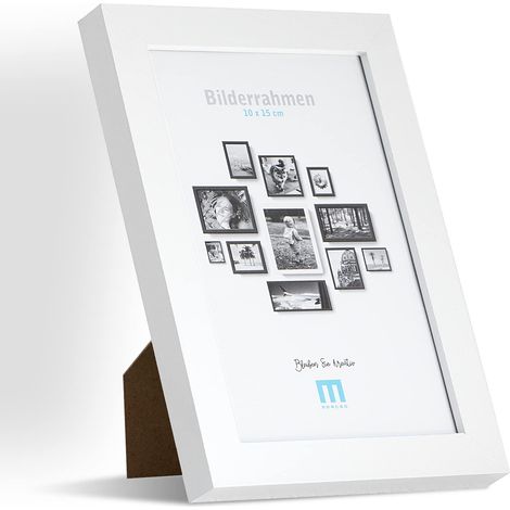 Cadre photo, 10 x 15 cm, blanc, minimaliste et moderne, pour photos images, 1 pièce, avec une protection en verre acrylique, peut être utilisé comme support de table ou sur le mur, format portrait