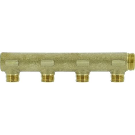 Collecteur borgne en laiton 4 sorties 1/2" mâle à portée plate certifié ACS chauffage et sanitaire - THERMADOR COLS204P