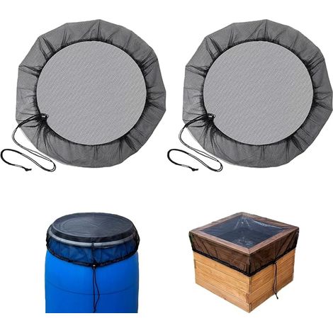 2 Pieces Noir Filet Anti Moustique pour recuperateur Eau de Pluie 95cm Maille fine respirante, cordon ajustable, protection contre insectes, installation facile, polyester resistant (1/5)