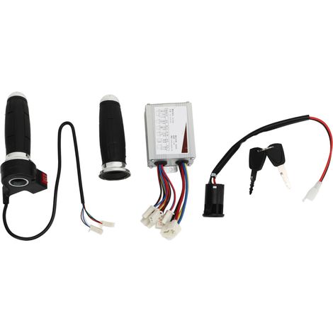 Kit de conversion pour vélo électrique 36 V 500 W, comprenant un contrôleur à balais, une poignée d'accélérateur universelle et un interrupteur d'allumage. (1/5)