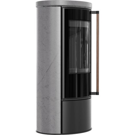 Ofen ERIK Ø150 5 5kW GREY SATIN Keramik schwarz Termotec Griff Jatoba (1/5)