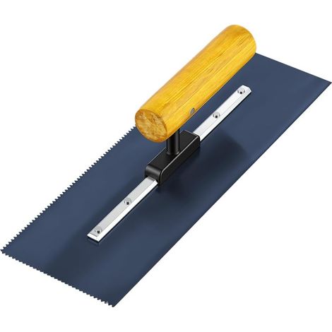 Platoir Lisse 30x10cm, Poignée Classique en Bois Lisseuse Enduit pour Maçons Bricoleurs, Taloche pour Colle en Acier Inoxydable avec Dents Semi Application de Plâtre Mastics Colles (1/5)