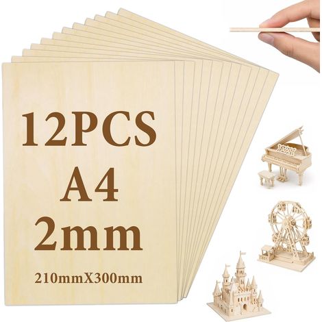 12 x A4 Contreplaqué 2mm, 300mm×210mm Contreplaqué (1/5)