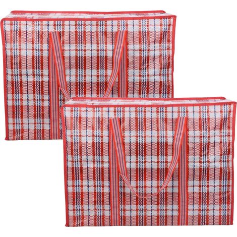 (Rouge) Lot de 2 sacs de rangement, sac de rangement pour vêtements grande capacité, sacs de déménagement à fermeture éclair pour le linge, le déménag (1/5)