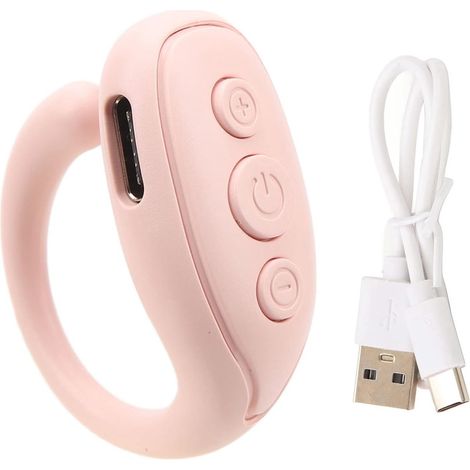 Télécommande Bluetooth ING pour tourner les pages/faire défiler l'anneau TikTok, compatible avec les systèmes iOS et Android, prend en charge les applications photo et vidéo (rose).