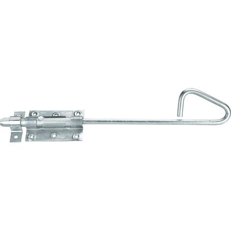 Verrou de barre à boulon – Diamètre 16 x 400 mm – Galvanisé – Verrouillage en profondeur – Verrou de barre avec boucle – Fixation de portail pour portail battant – Ancrage de portail (1/2)