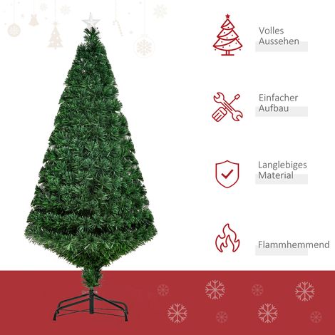 Sapin de Noël artificiel HOMCOM 150 cm en résine, arbre festif lumineux LED, 180 branches, décoration intérieure avec pied métallique