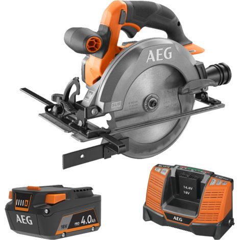 Confezione AEG 18V - Sega circolare subcompatta senza spazzole 165 mm - Batteria 4,0 Ah - Caricabatterie