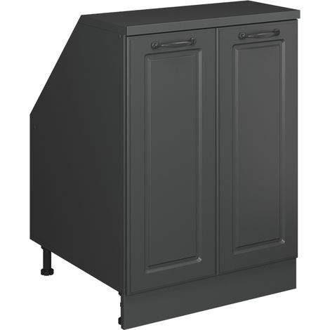 Mobile sottotetto Rion, Antracite rustico, 60 x 81.6 cm con 2 porte, carcassa 60 cm profondità, Vicco (1/5)