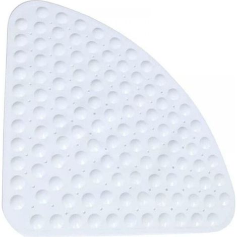 Tapis de douche antidérapant, antibactérien et anti-moisissure, en forme de quart de cercle, avec ventouse pour coin de baignoire, convient aux baignoires et salles de douche, 54 x 54 cm – blanc (1/5)