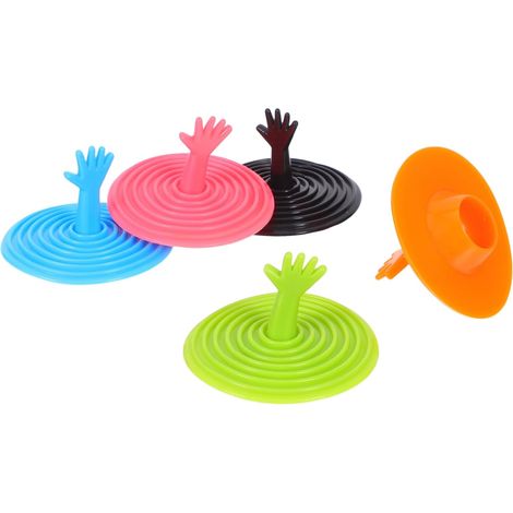 5 bouchons d'évier, silicone, pour salle de bain et bonde (1/5)