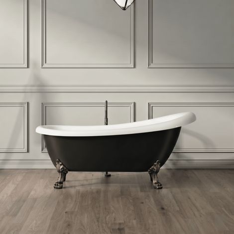 Bañera con patas RICHMOND NEGRA 171 cm patas LEÓN COBRE ENVEJECIDO