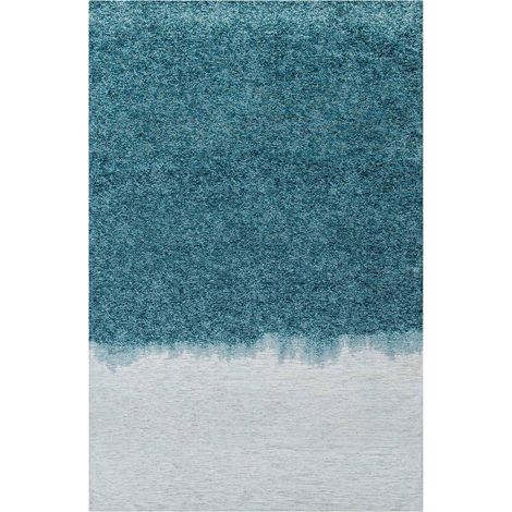 Tapis intérieur extérieur bleu jacquard antidérapant - 140 x 200 cm (1/5)