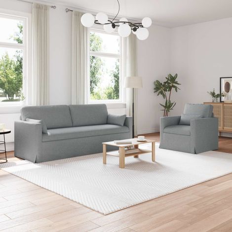 Sofa Set 2 pcs Hellgrau 198 x 78 x 80 cm Stoff