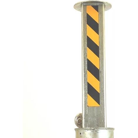 Ultra Secure – Poteau télescopique haute résistance 120 x 120 mm – Acier galvanisé – Télescopique avec loquet et cadenas – Bandes réfléchissantes jaunes et noires (1/5)