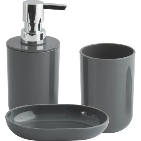 Lot de 3 accessoires de salle de bain INAGUA Gris foncé MSV (1/5)