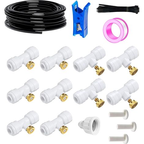 Outdoor Deck Misting System Garden Misting System Irrigation System 15m 6mm Misting Hose + 10pcs White T Misting Nozzles Misting System (1/5)