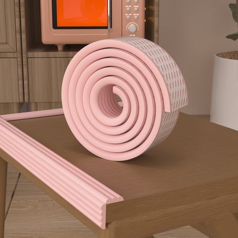 Universel Rouleau en Mousse,200cm x 80mm x 8mm, Epaissir Mousse Antichoc Sécurité pour Bébé Kits,Protection des Bords Autocollante,Rosa