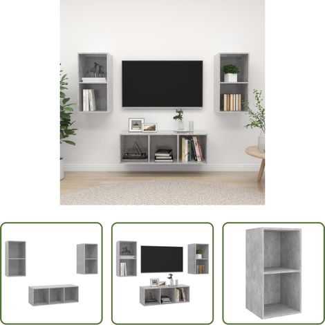 TV-Schränke - 3-tlg. TV-Schrank-Set Betongrau Holzwerkstoff (1/5)