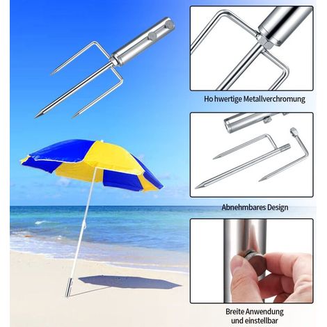 Pied de Parasol, Support de Parasol avec Ancrage au Sol, Porte-Parapluie Support Amovible pour Parasol Jardin Pêch Plage (1/3)