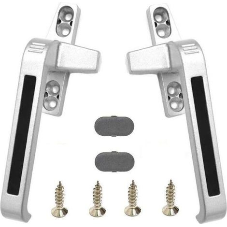 Poignée de fenêtre verrouillable Poignée de porte et de fenêtre - Accessoires de fenêtre en aluminium - 2 pièces (main gauche, main droite) (1/4)