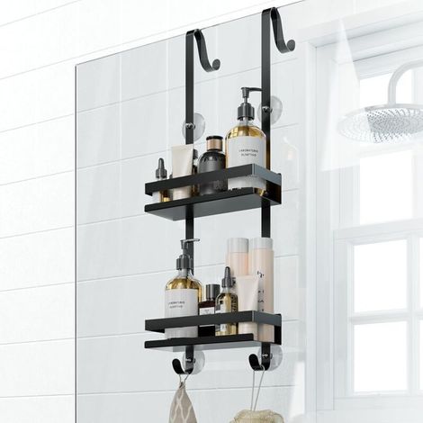 Étagère de douche à suspendre, porte-shampooing, porte-savon, sans foratur douche, étagère de salle de bain, accessoires de salle de bain (1/4)