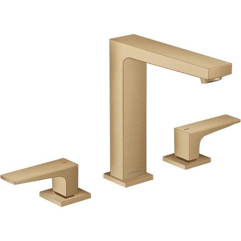 Mélongeur lavabo 160, 3 trou s poignées manettes, bonde Push-Open bronze brossé